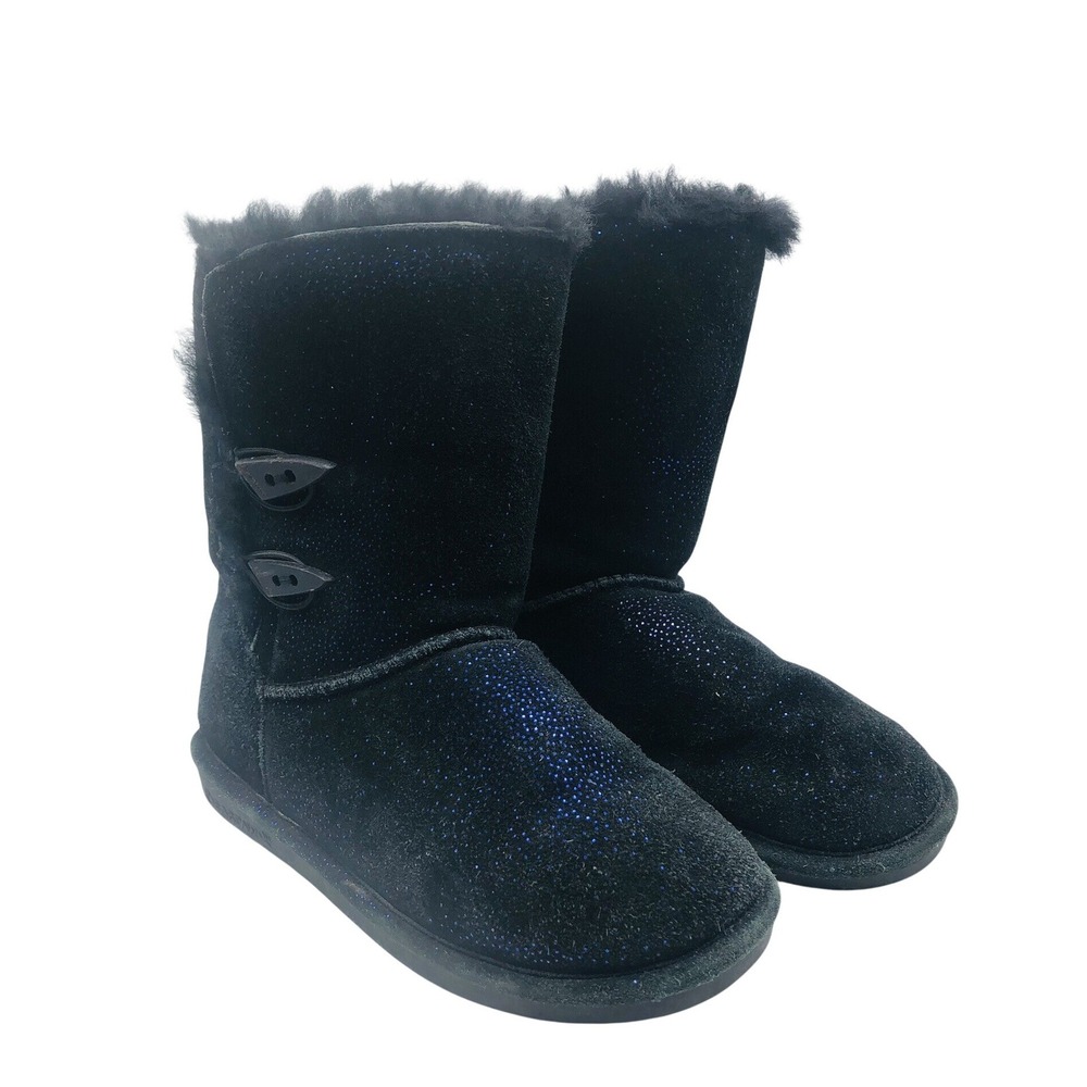 BEARPAW WOMEN'S ABIGAIL PULL ON MID CALF SUEDE WINTER BOOTS sz 7 BLACK